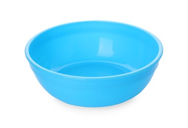 Plastic bowl on white background. Serving baby food