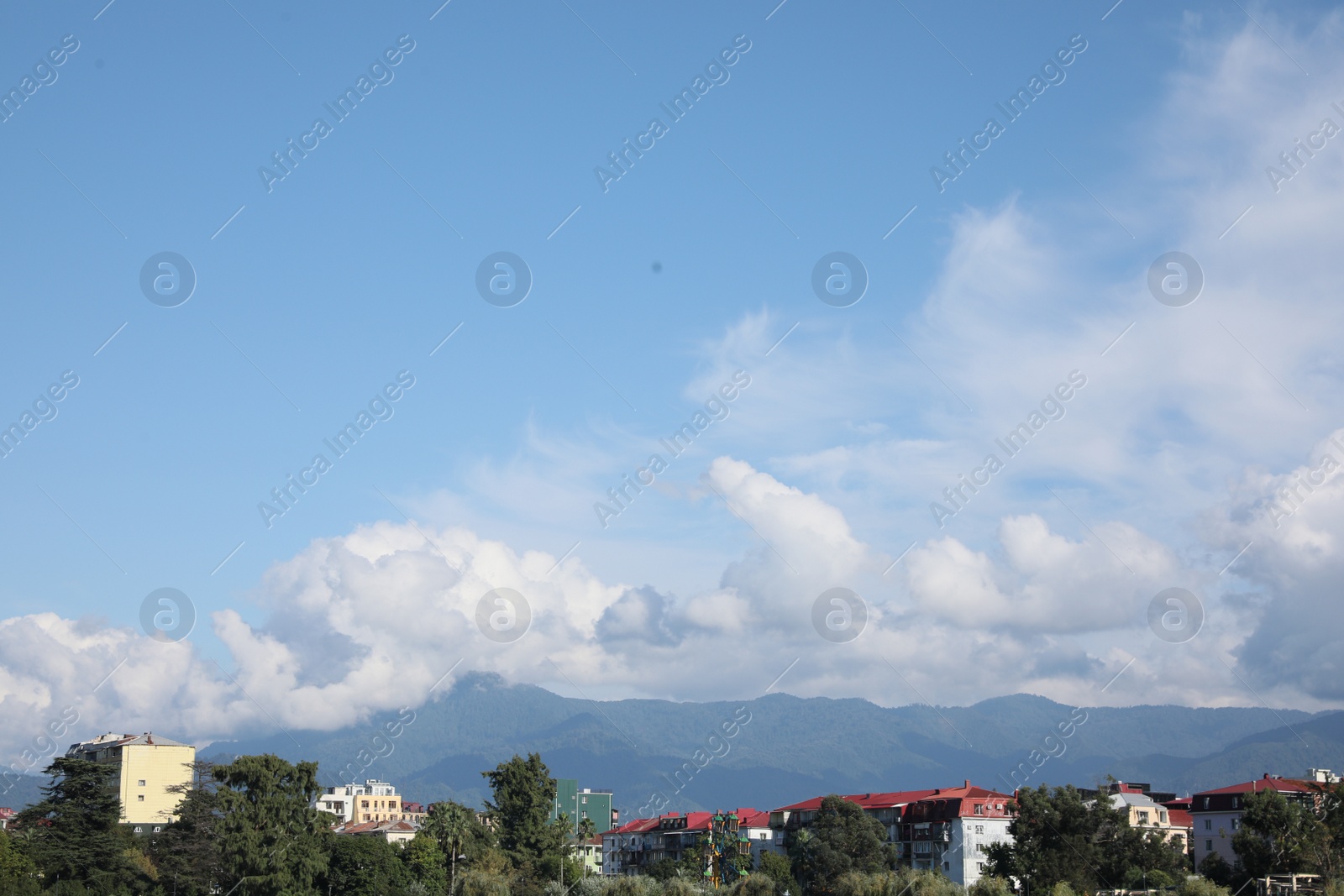 Photo of Batumi, Georgia - October 12, 2022: Picturesque view of city near mountains