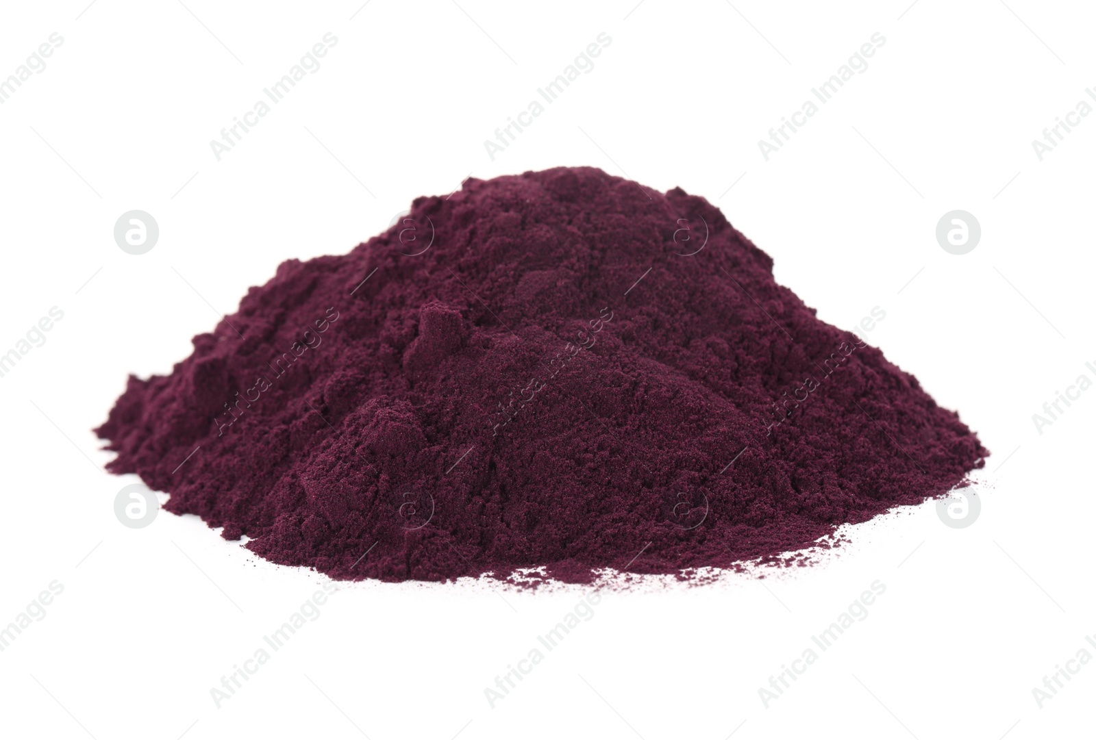 Photo of Pile of acai powder on white background