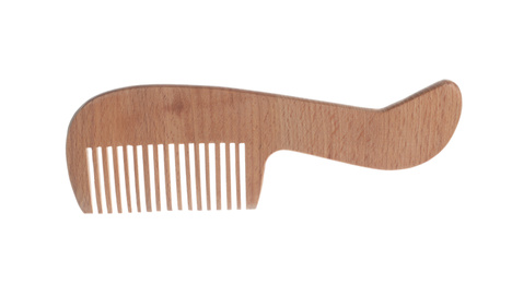 New wooden hair comb isolated on white