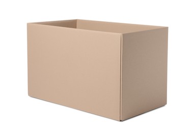 Photo of One open cardboard box isolated on white