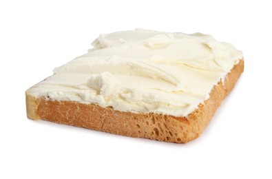 Toasted bread with cream cheese isolated on white