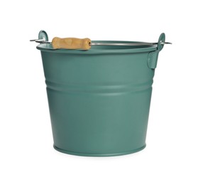 Metal bucket isolated on white. Gardening tool