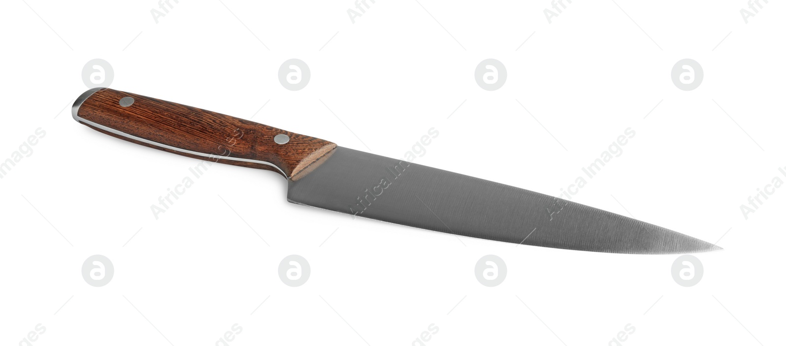 Photo of One knife with wooden handle isolated on white