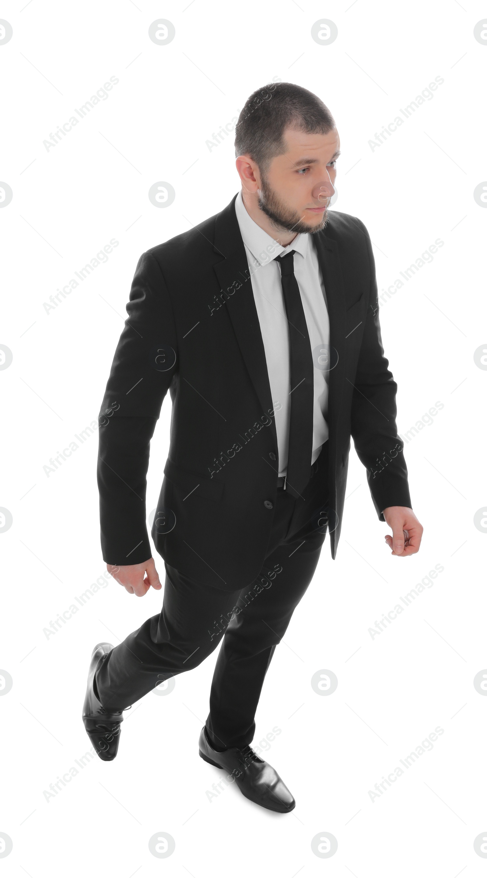 Photo of Handsome businessman in suit on white background