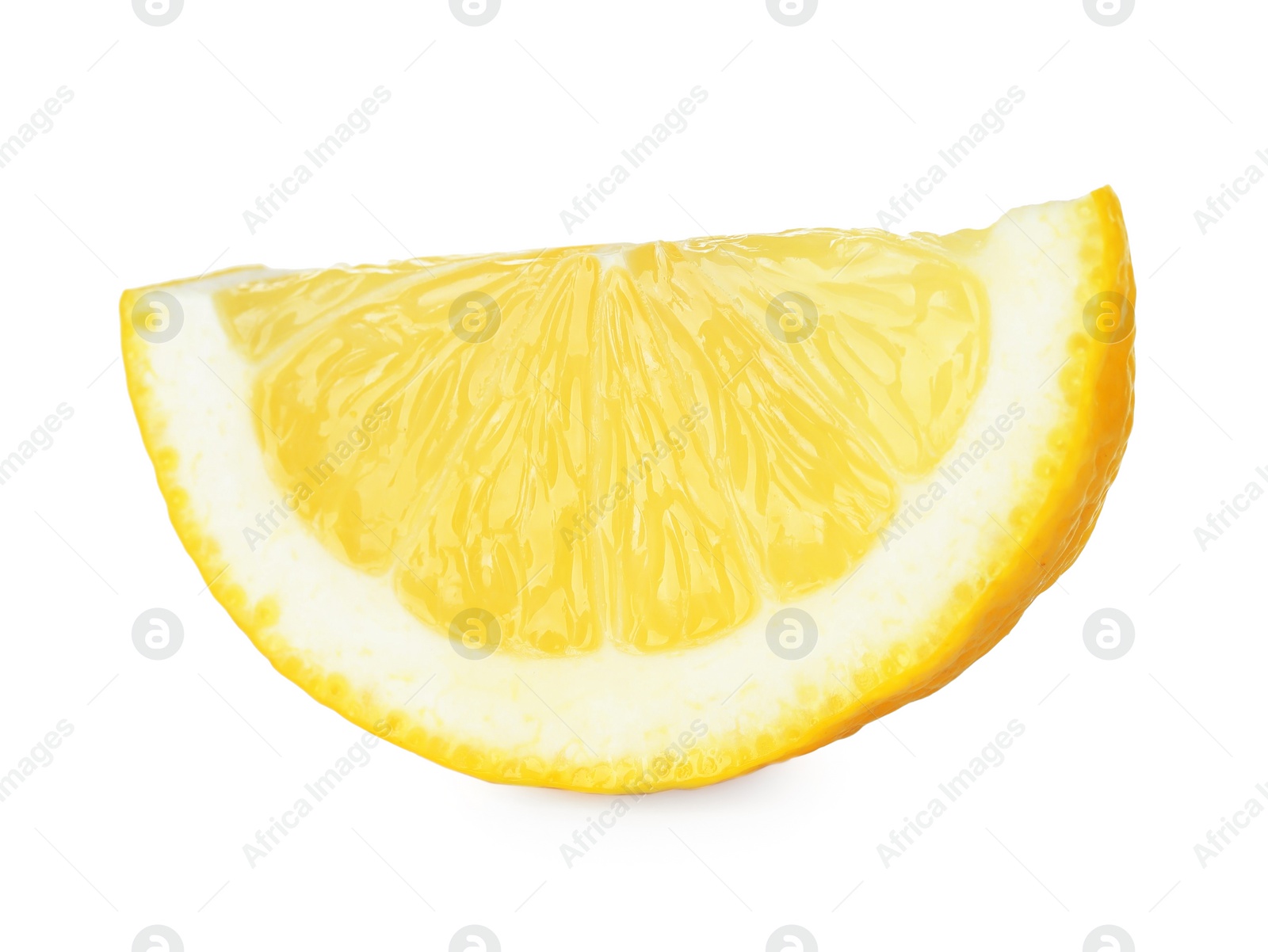 Photo of Slice of fresh lemon isolated on white