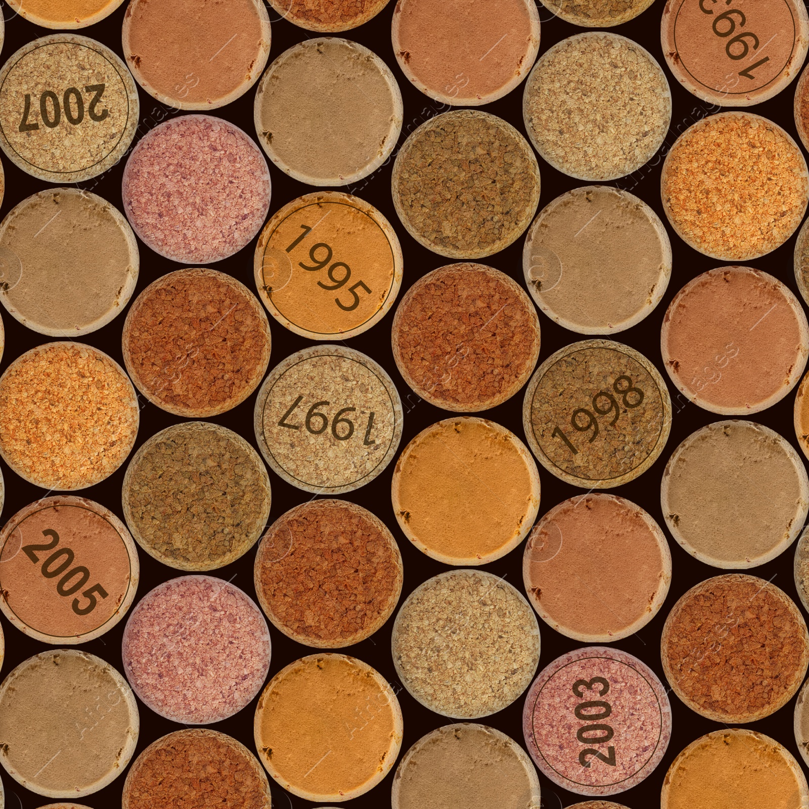 Image of Collection of different wine corks, flat lay