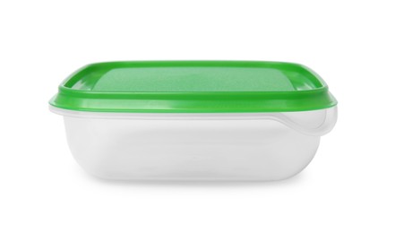 Photo of Empty plastic container on white background. Food storage