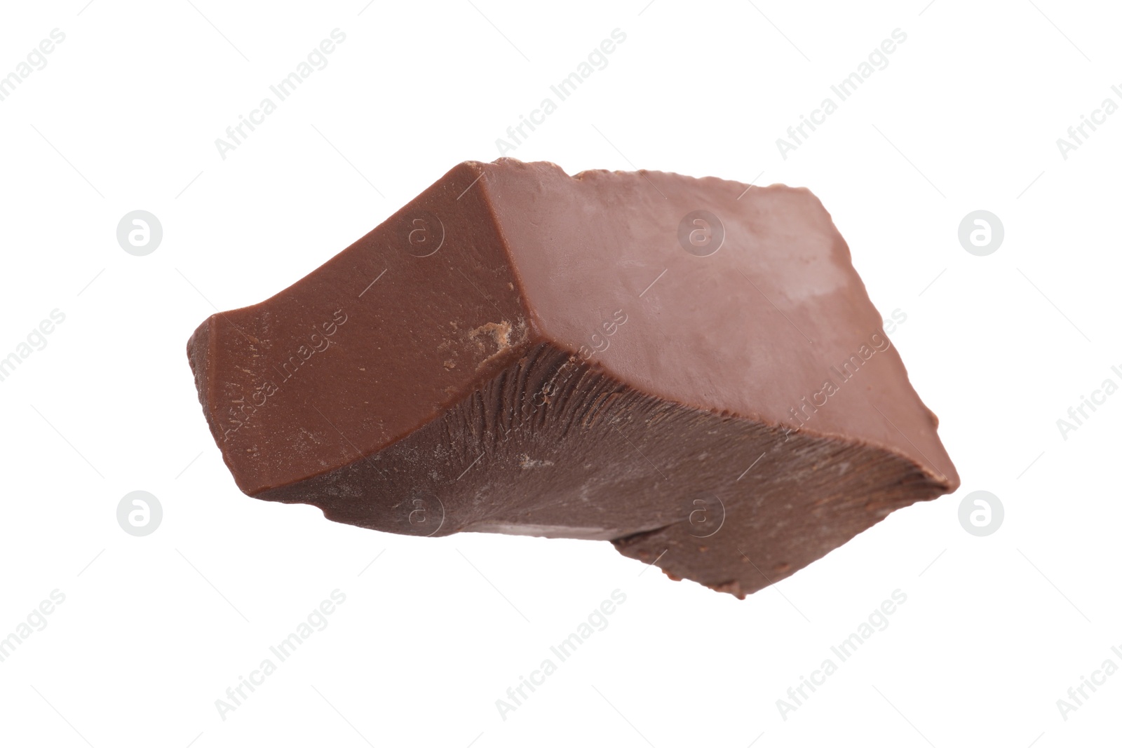 Photo of Piece of tasty milk chocolate isolated on white