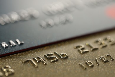 Photo of Two credit cards as background, macro view