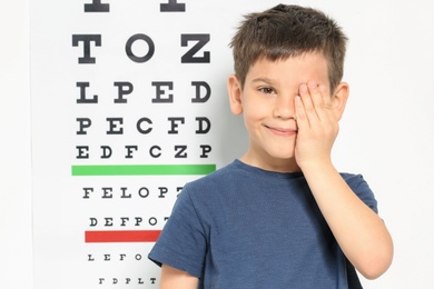 Cute little boy visiting ophthalmologist