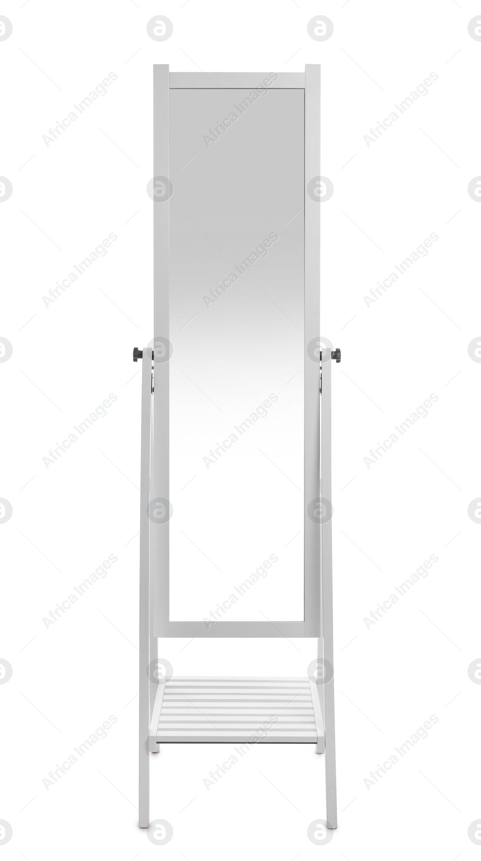 Photo of Beautiful large mirror isolated on white. Home decor