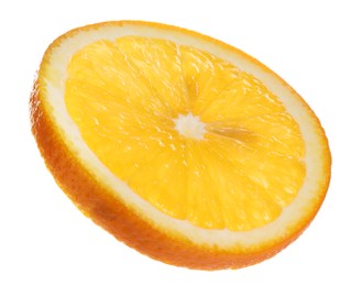 Slice of fresh ripe orange isolated on white