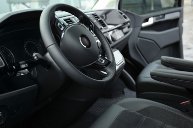 Photo of Clean interior of modern automobile. Car wash service