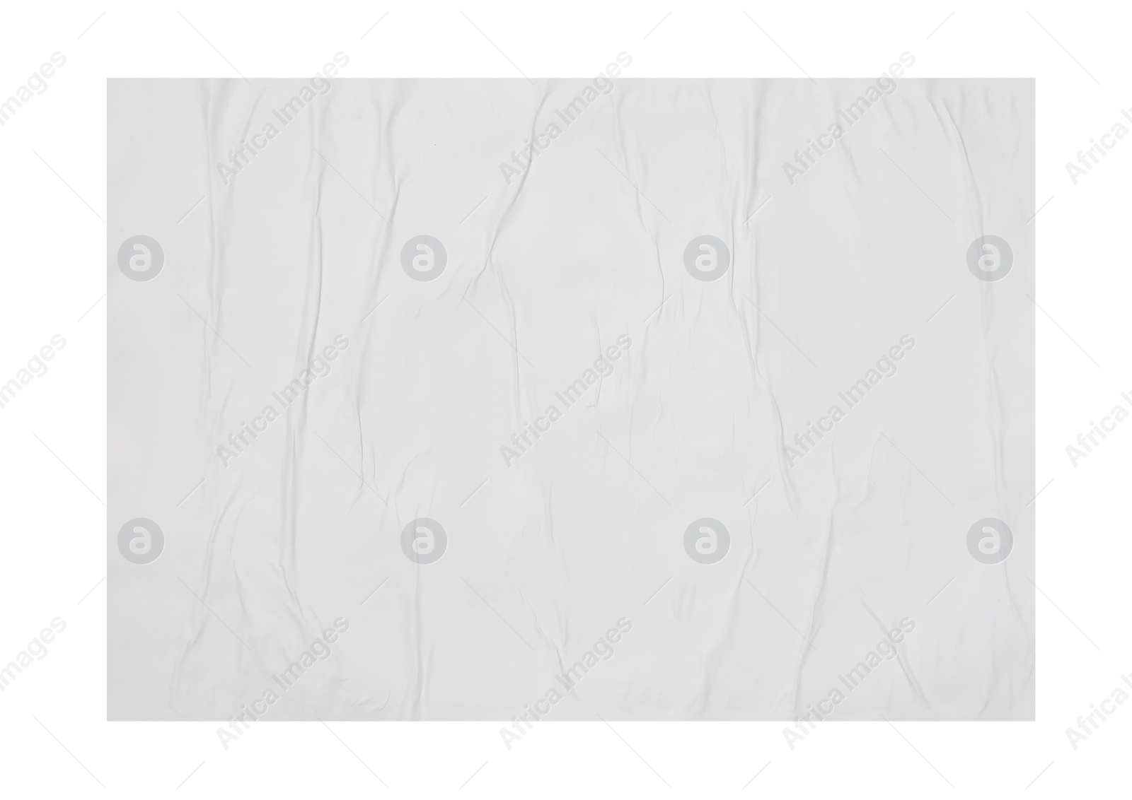 Photo of Top view of creased blank poster on white background