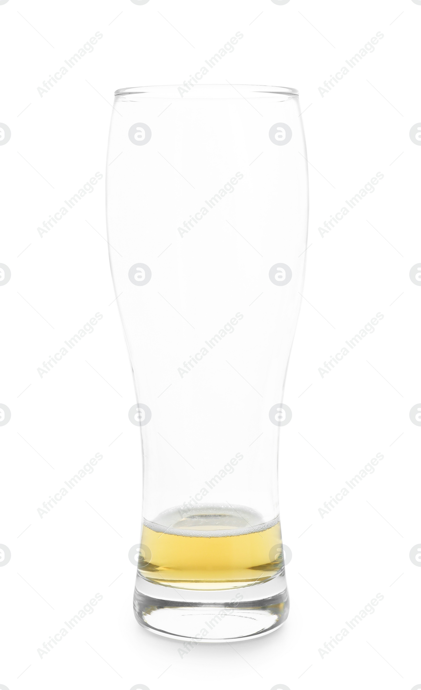 Photo of Almost empty glass of beer isolated on white