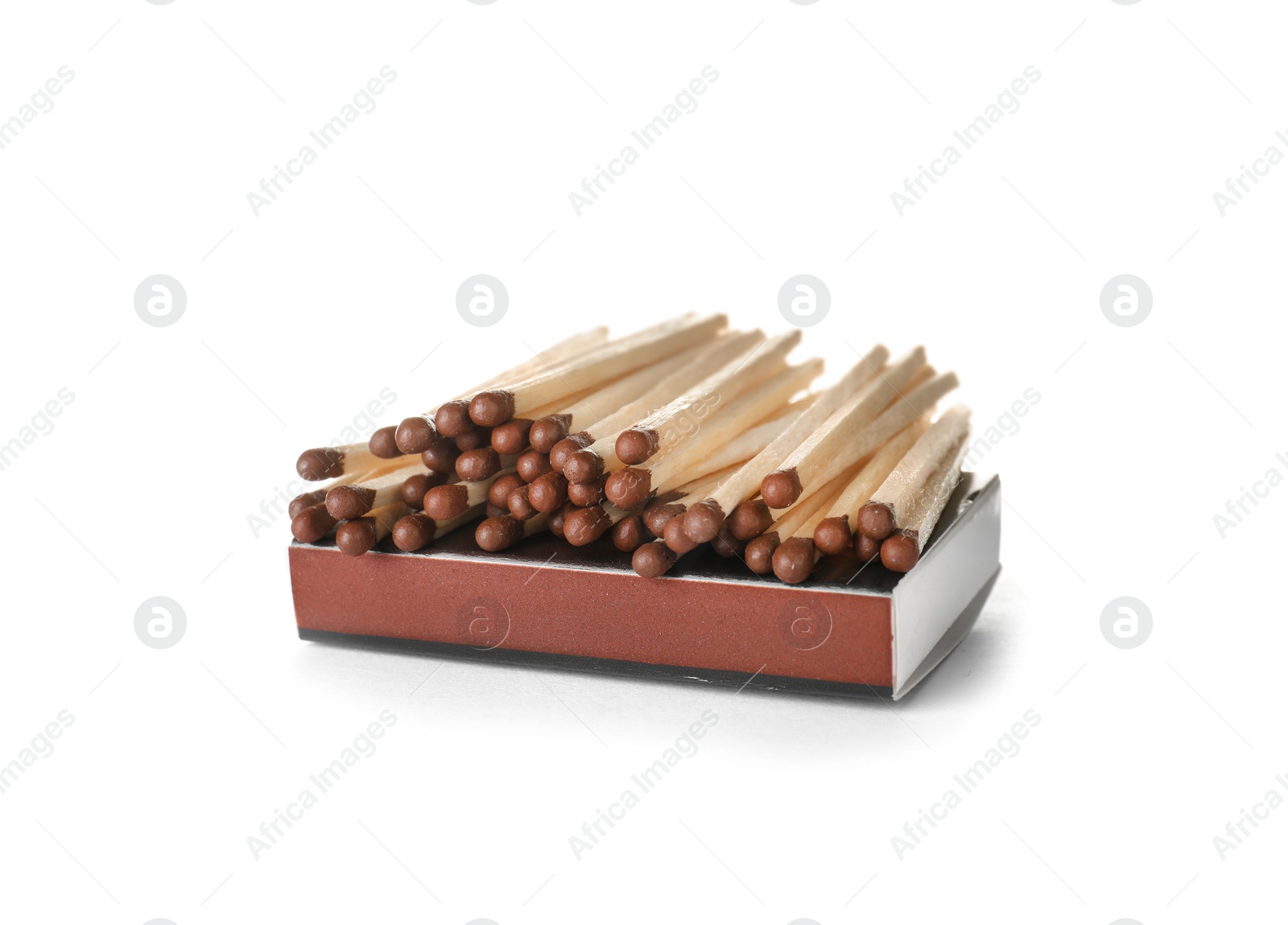 Photo of Cardboard box with matches on white background