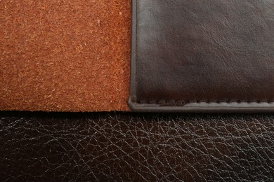 Photo of Texture of different leather as background, top view