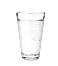 Photo of Glass of soda water isolated on white