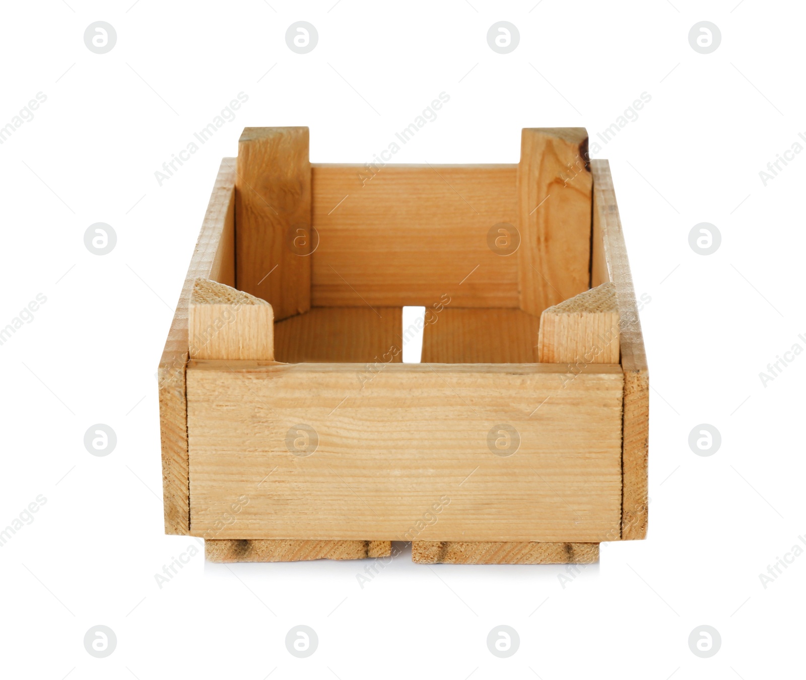 Photo of Wooden crate on white background. Shipping container