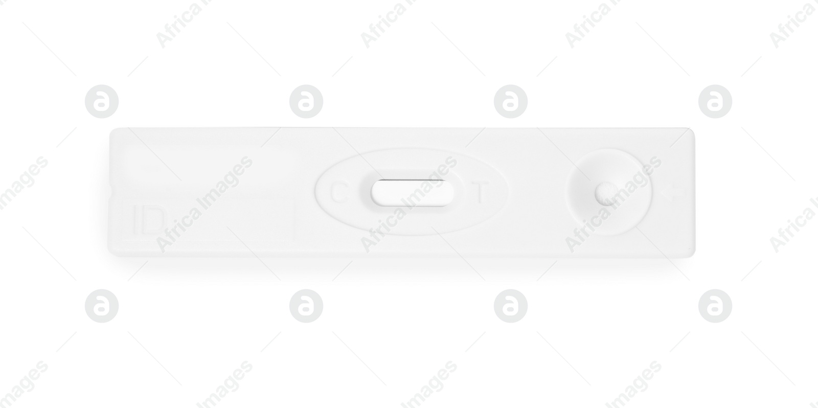 Photo of Disposable express test for hepatitis on white background, top view