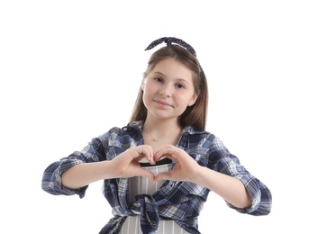 Attractive teenage girl on white background