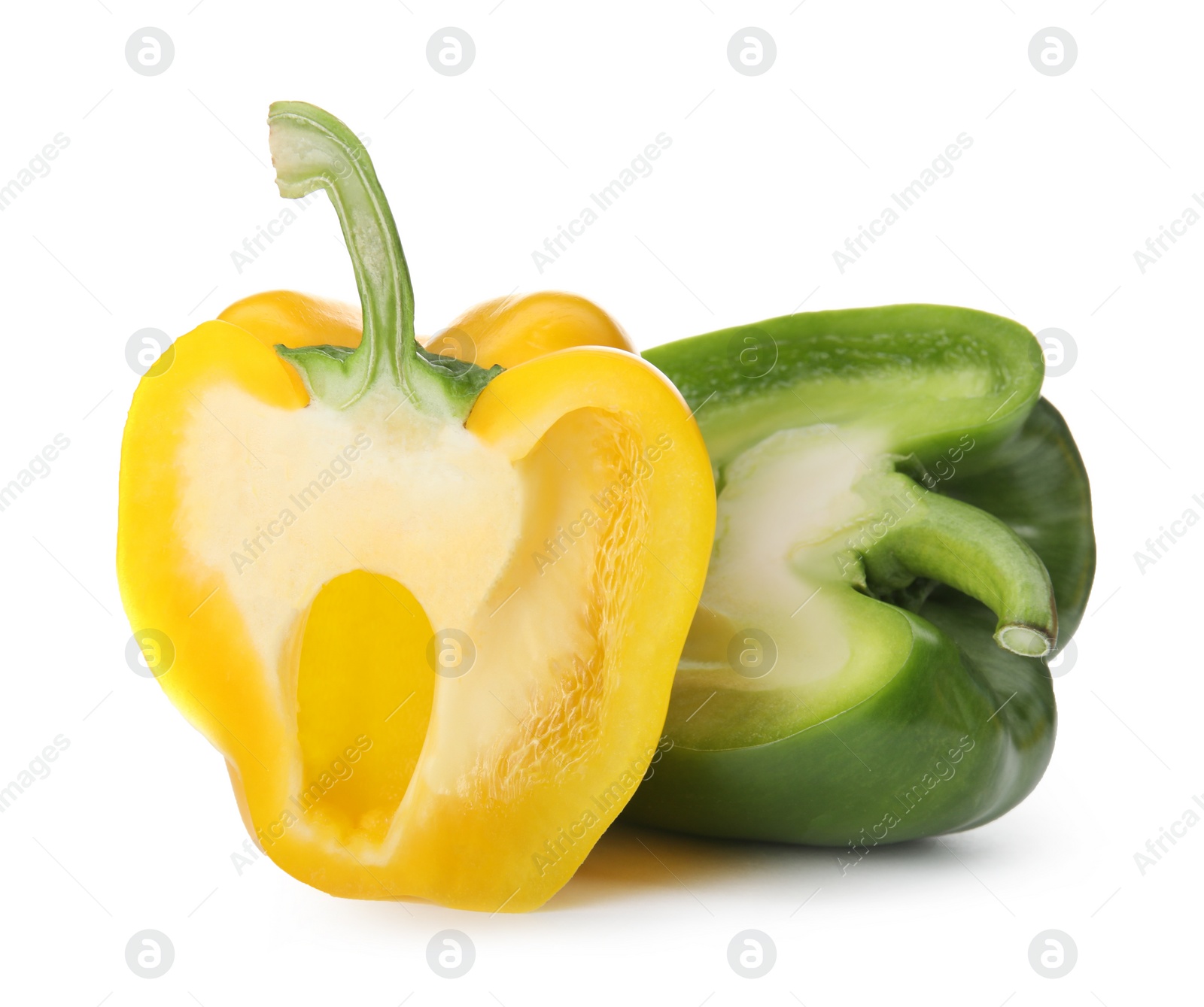 Photo of Raw ripe paprika peppers on white background