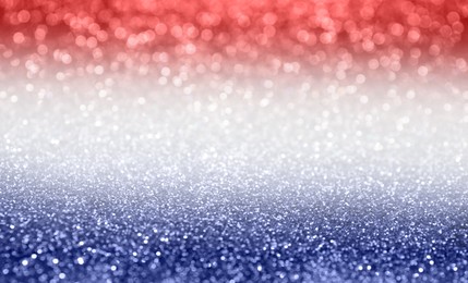 Image of 4th of July - USA Independence  Day. Blurred view of glitters in colors of American national flag, bokeh effect 