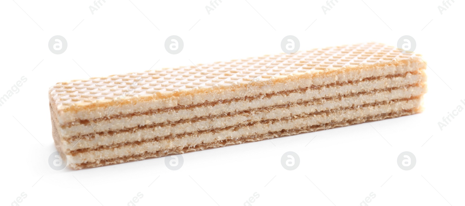 Photo of Delicious cream wafer stick isolated on white