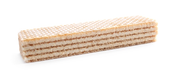 Delicious cream wafer stick isolated on white