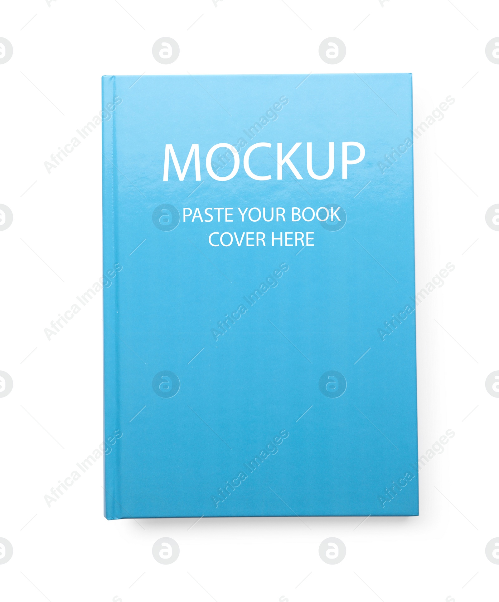 Image of Book with text Mockup, Paste Your Book Cover Here on white background, top view