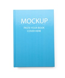 Image of Book with text Mockup, Paste Your Book Cover Here on white background, top view