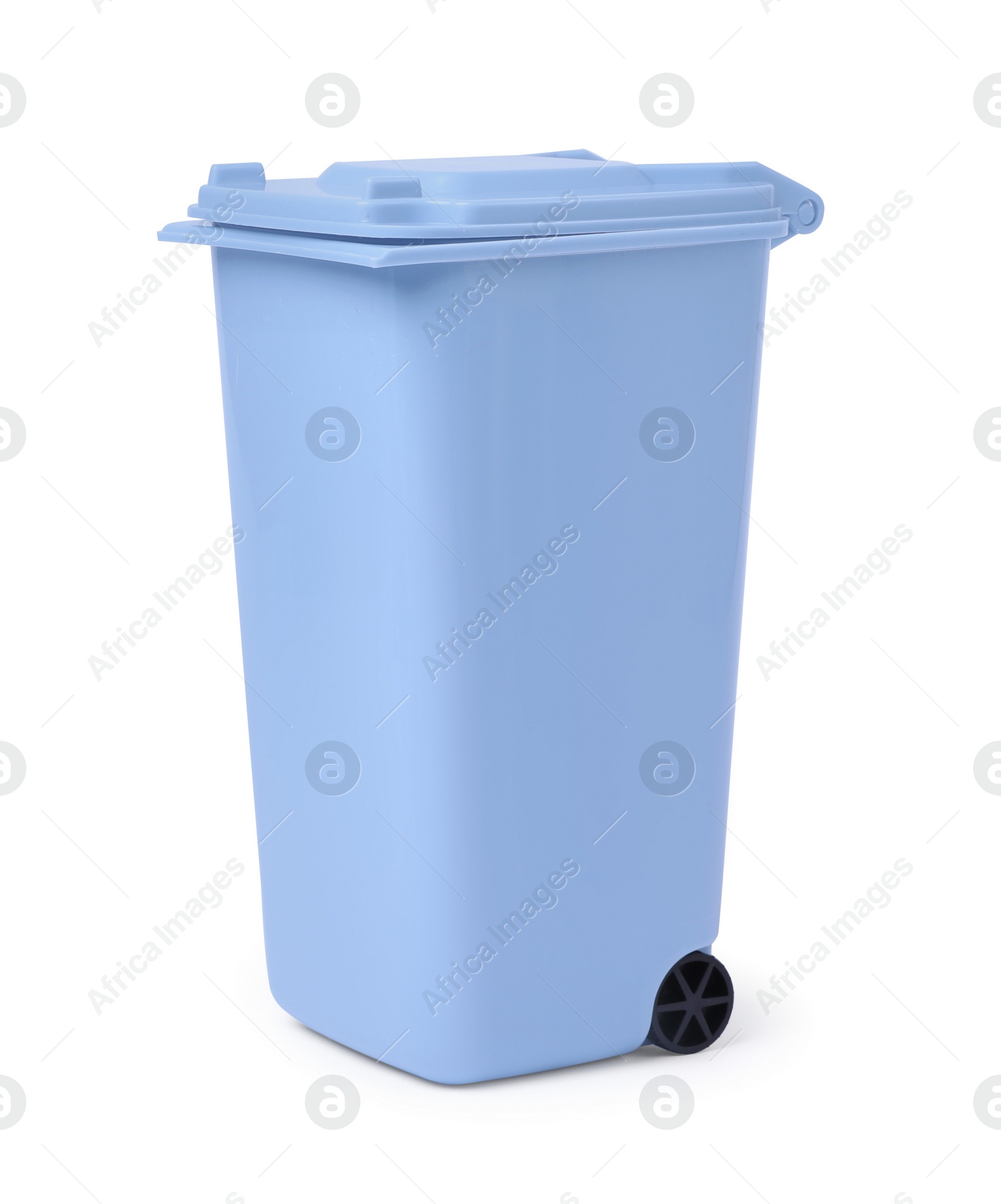 Photo of Recycling bin for batteries isolated on white