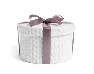 Photo of Gift box with ribbon on white background