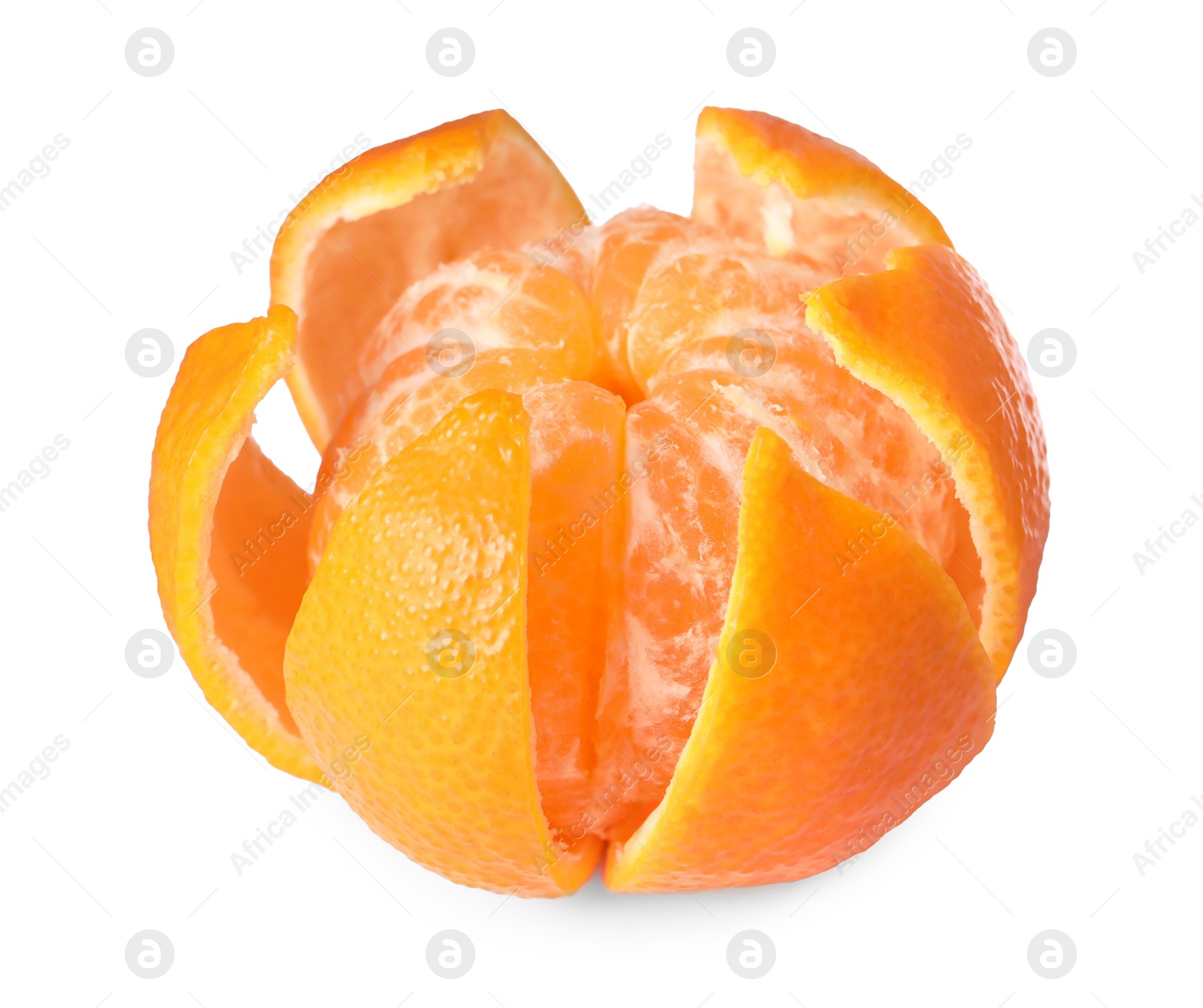 Photo of One fresh ripe tangerine isolated on white