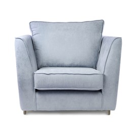 Image of One comfortable grayish blue armchair isolated on white