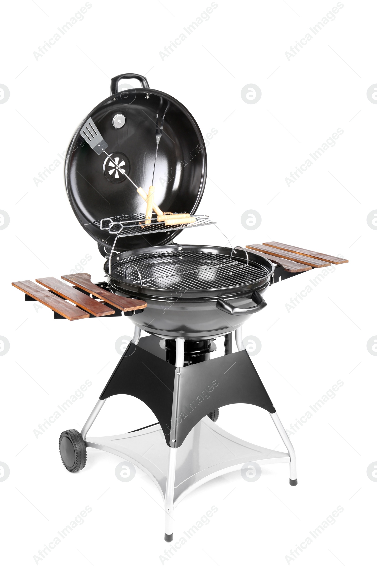 Photo of New modern barbecue grill on white background