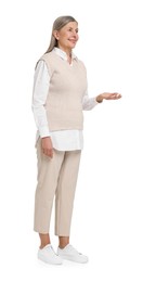 Photo of Full length portrait of senior woman on white background
