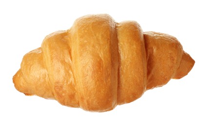 Photo of One delicious fresh croissant isolated on white