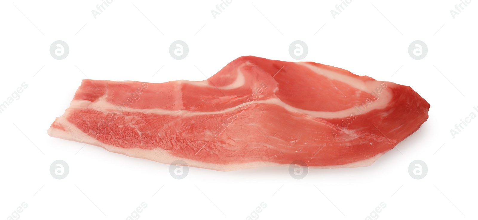 Photo of Slice of delicious jamon isolated on white