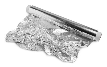 Roll of aluminum foil isolated on white