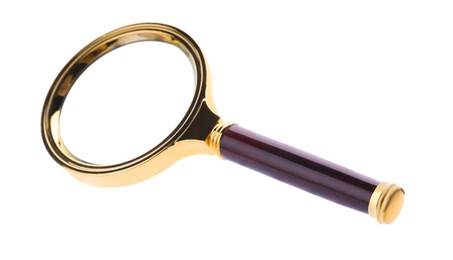 Photo of Magnifying glass with handle isolated on white