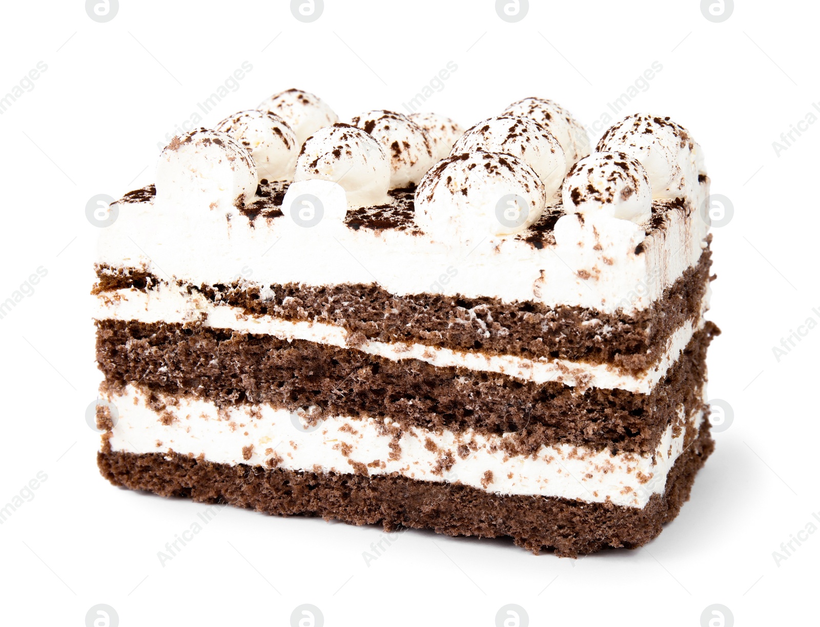 Photo of Fresh delicious tiramisu cake isolated on white