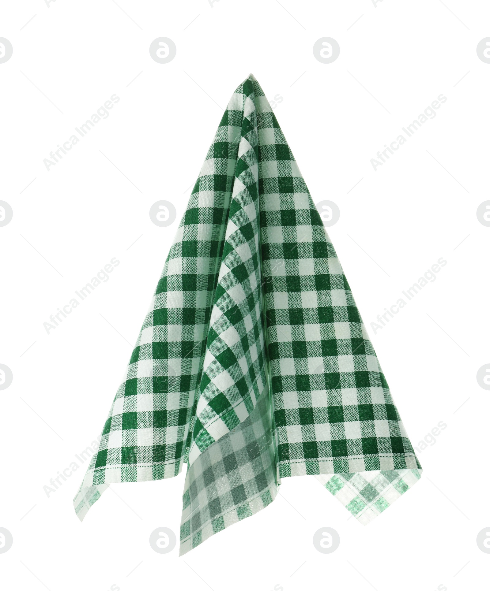 Photo of Checkered linen napkin on white background