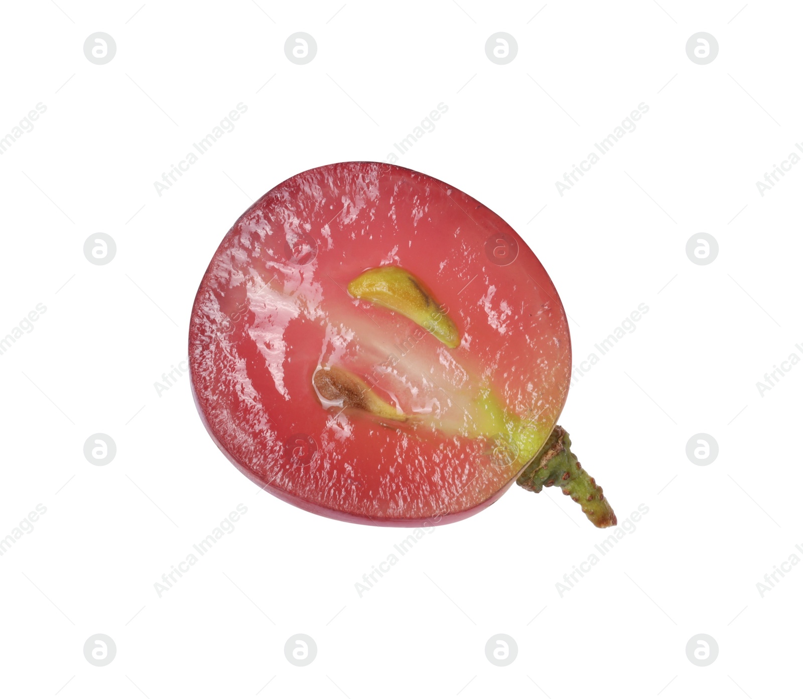 Photo of Half of ripe red grape isolated on white