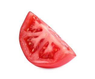 Photo of Piece of red ripe tomato isolated on white