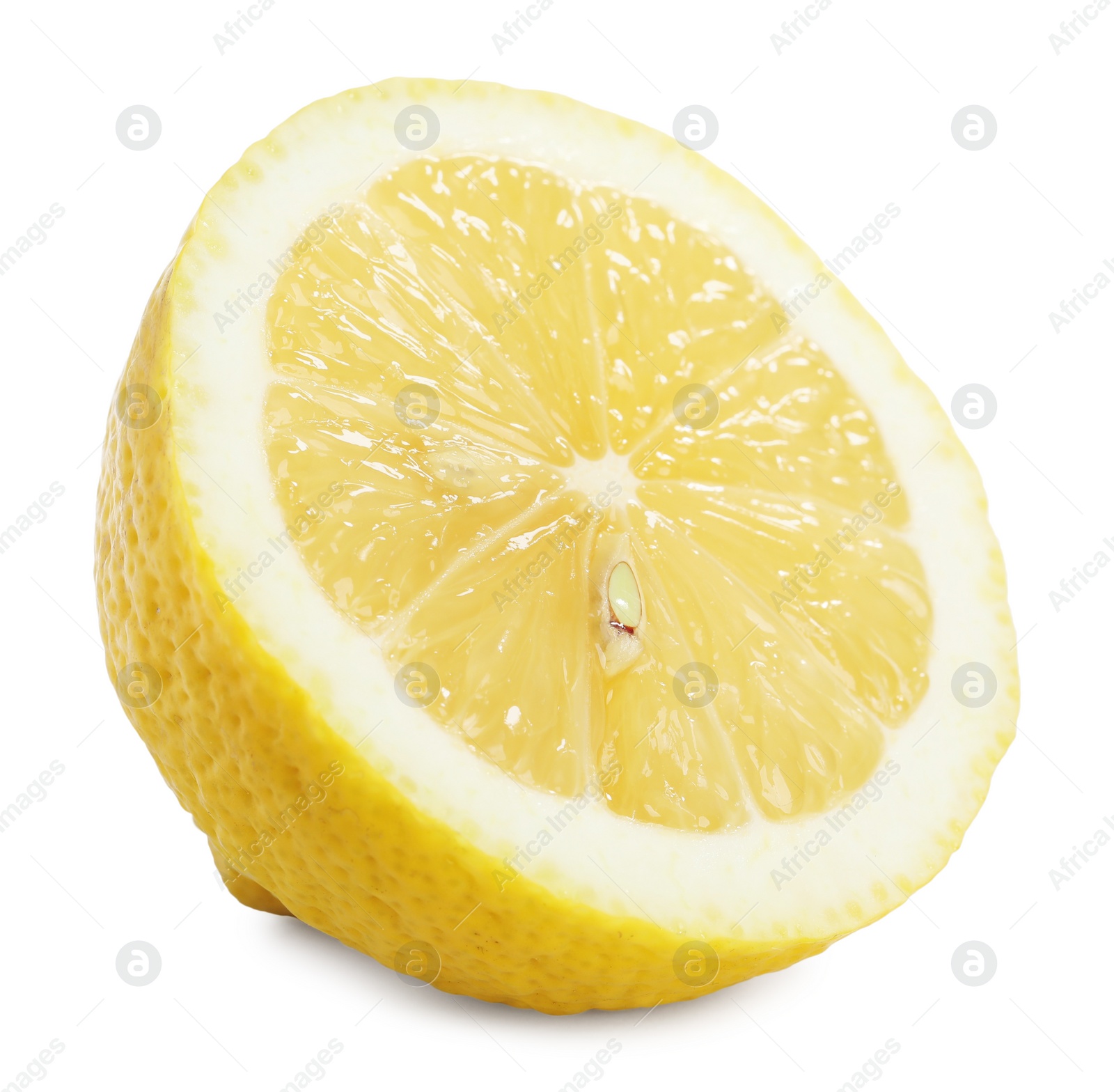 Photo of Half of lemon isolated on white. Citrus fruit