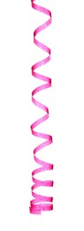 Pink serpentine streamer isolated on white. Party element