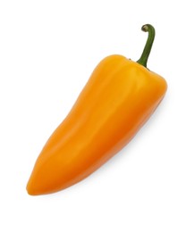 Fresh raw orange hot chili pepper isolated on white, top view