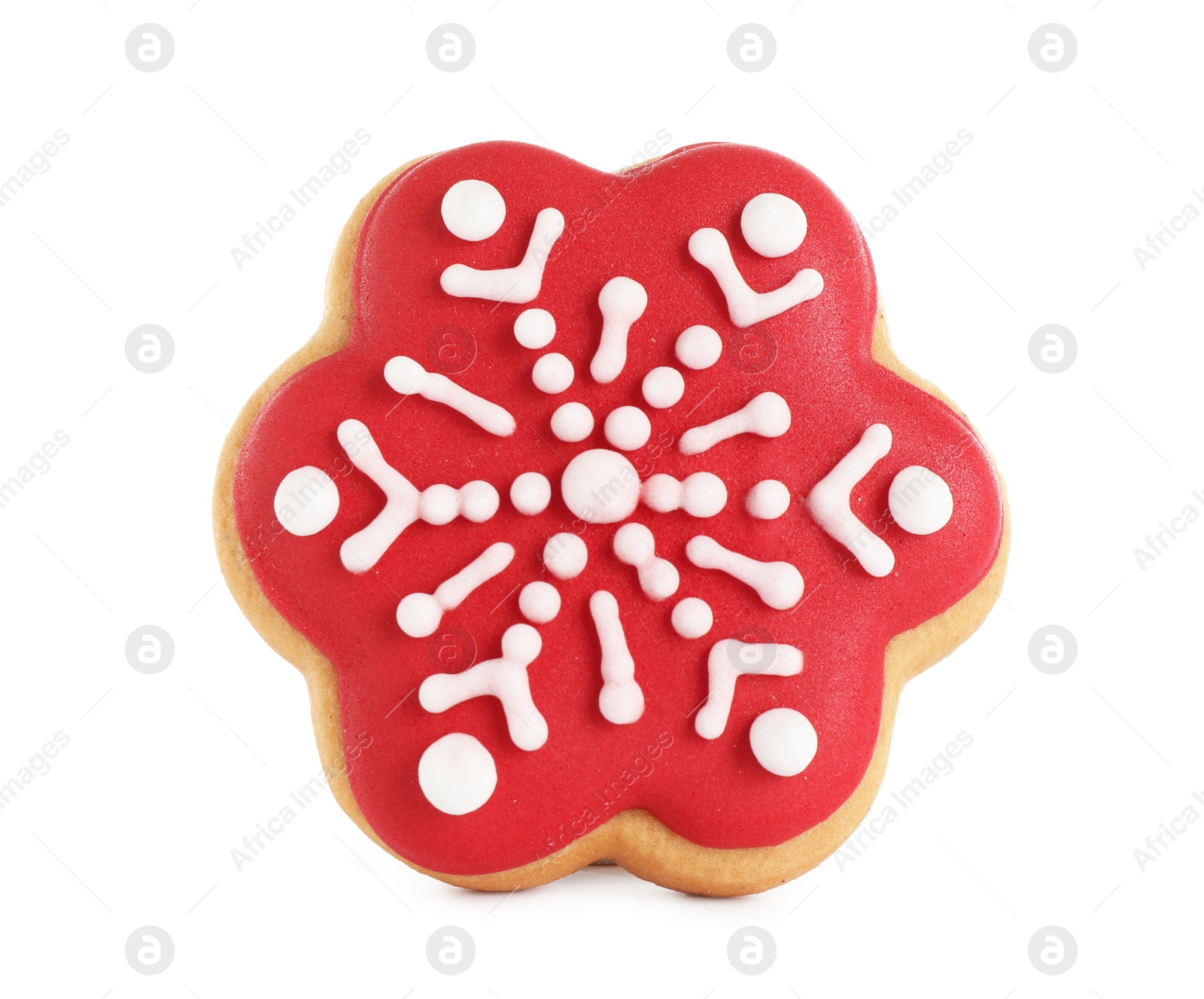 Photo of Tasty homemade Christmas cookie on white background